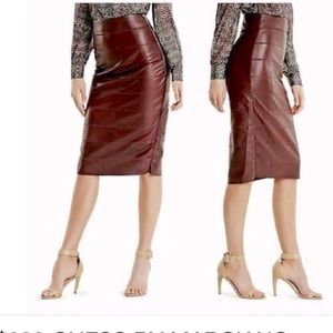 Marciano Penelope Genuine Leather Pencil Skirt in Black